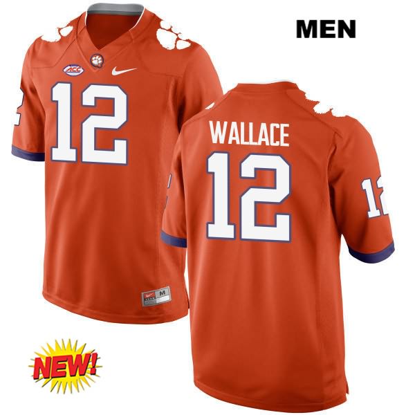 Men's Clemson Tigers #12 K'Von Wallace Stitched Orange New Style Authentic Nike NCAA College Football Jersey UYS4846VA